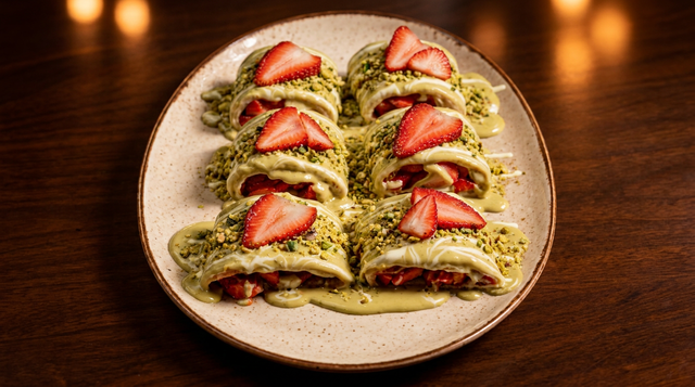 Pistachio Crepe Roll.