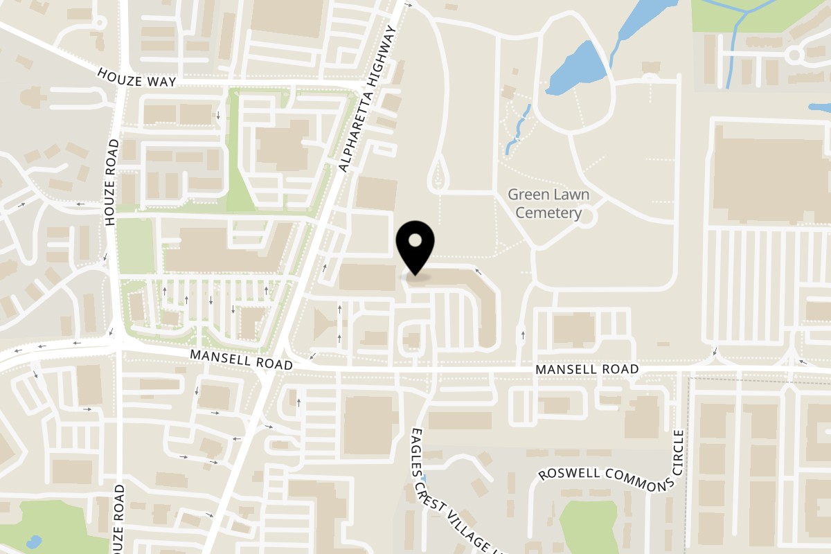 Map showing the location of Juice Time & Papa kanafa | عصير تايم & بابا كنافه roswell on 900 Mansell Rd #8 in Roswell