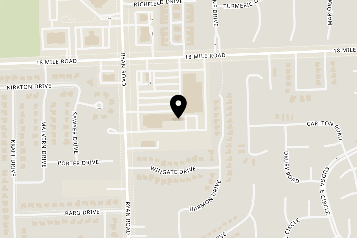 Map showing the location of Juice Time & Papa kanafa | عصير تايم & بابا كنافه Sterling Heights on 40816 Ryan Rd in Sterling Heights